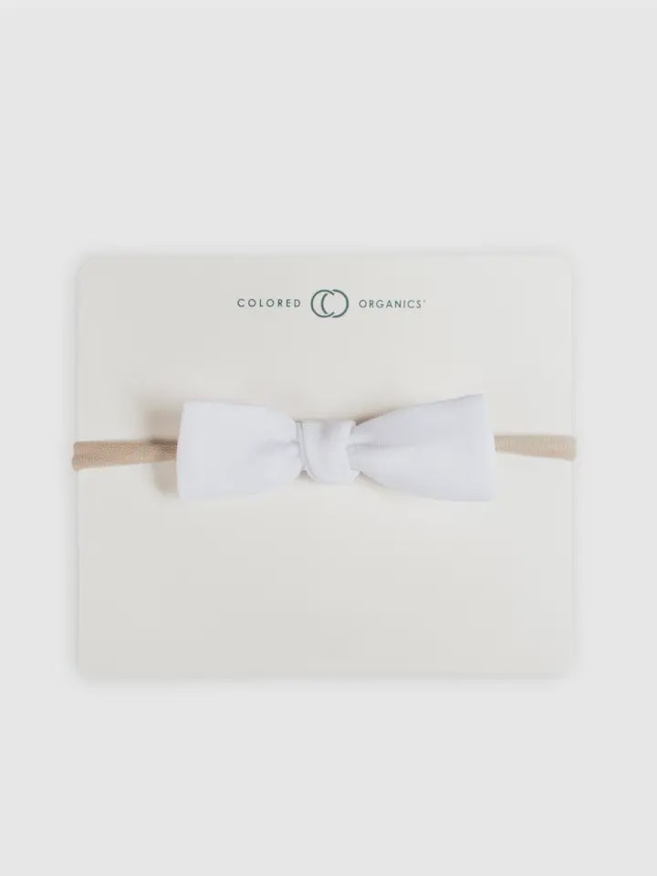 Organic Baby Dainty Bow Headband - White