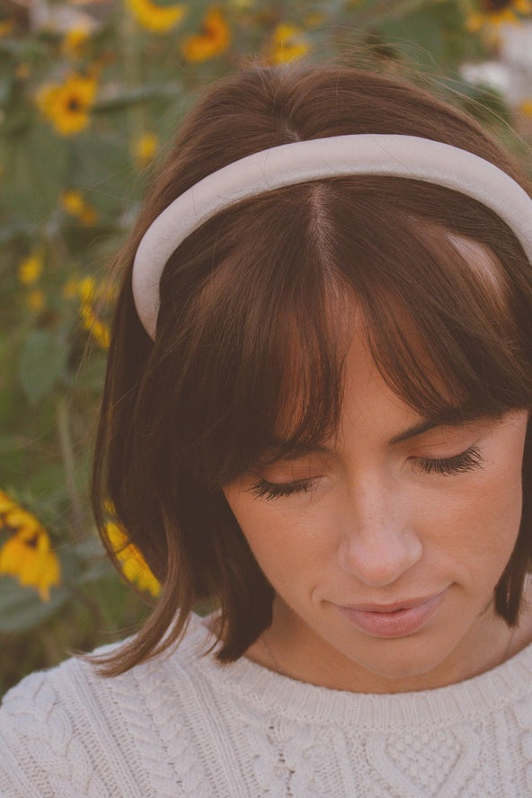 Slim Velvet Hard Headband - Toasted Marshmallow