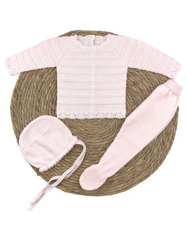 size 6m, 29315 PINK WOOL BABY SET THREE PIECES BRAND DIVERCHIC