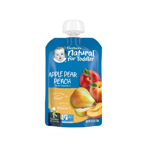 Gerber Natural Apple Pear Peach Pouch, 3.5 oz.