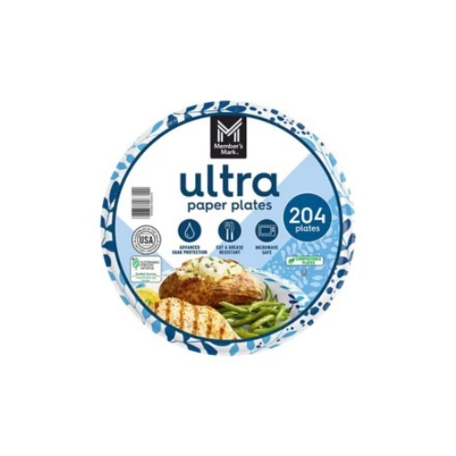 Member's Mark Ultra Dinner Paper Plates, 10", 204 ct.  - BUSINESS ONLY
