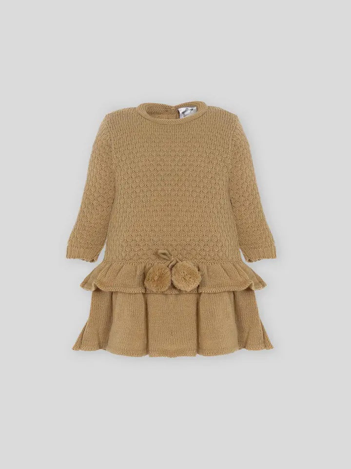 Knitted dress with pleats | CAMEL / 18 M