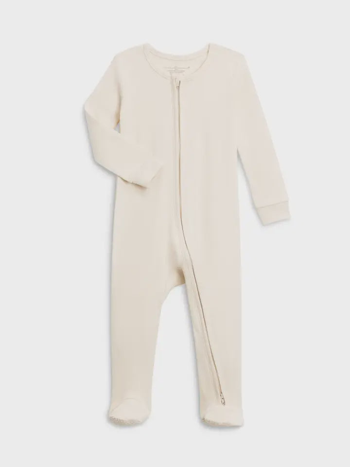 Organic Baby Peyton Zipper Sleeper - Natural | 0-3M