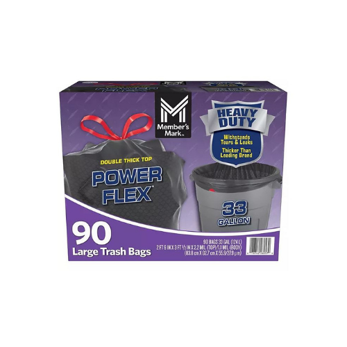 Member's Mark 33-Gallon Power Flex Drawstring Trash Bags, 90 ct. - BUSINESS ONLY