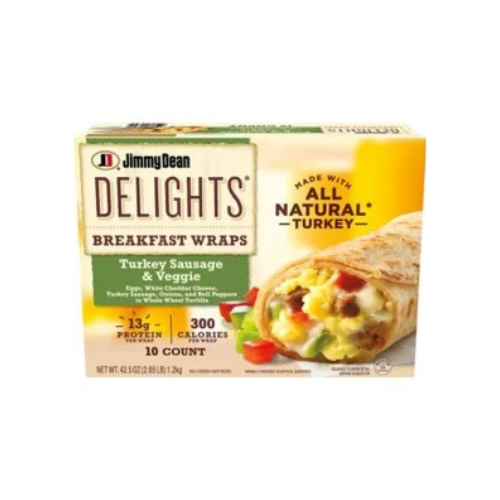 Jimmy Dean Delights Turkey Sausage & Veggie Breakfast Wrap, Frozen, 10 ct. - BUSINESS ONLY