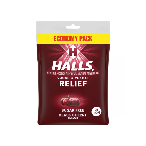 Halls Sugar Free Black Cherry Cough Drops, 70 ct