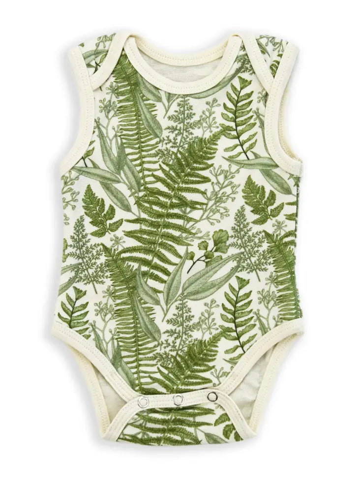 Organic Cotton Sleeveless Baby Bodysuit, Willow | Newborn