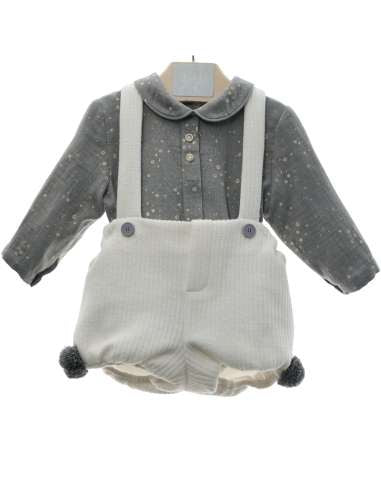 Y1021 OVERALL SET WITH TASSELS (Sizes: 3 M)