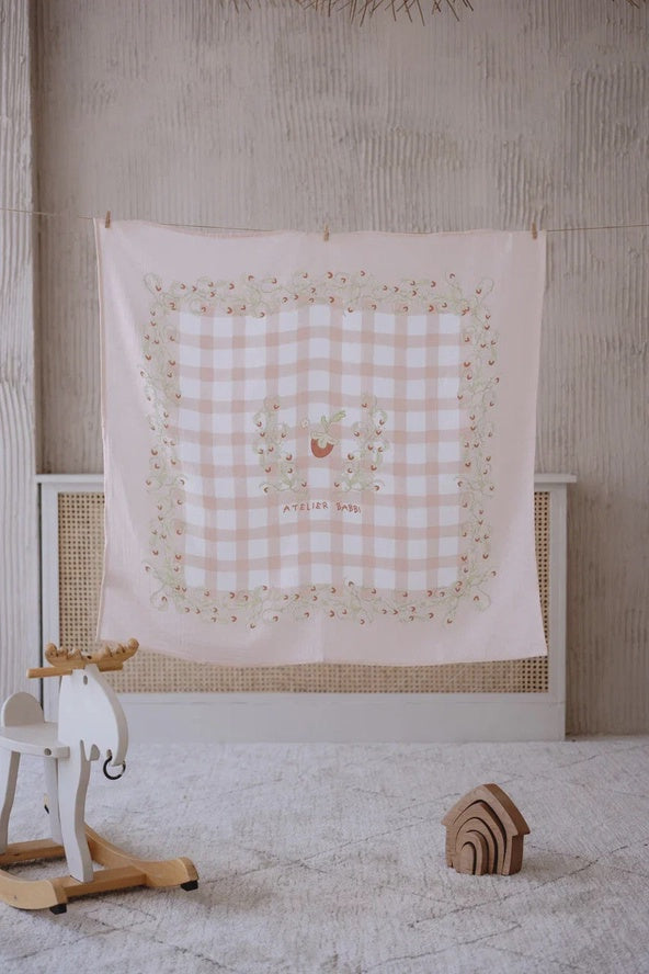 Double Layer Muslin Blanket - Strawberry 39.3” x 39.3”