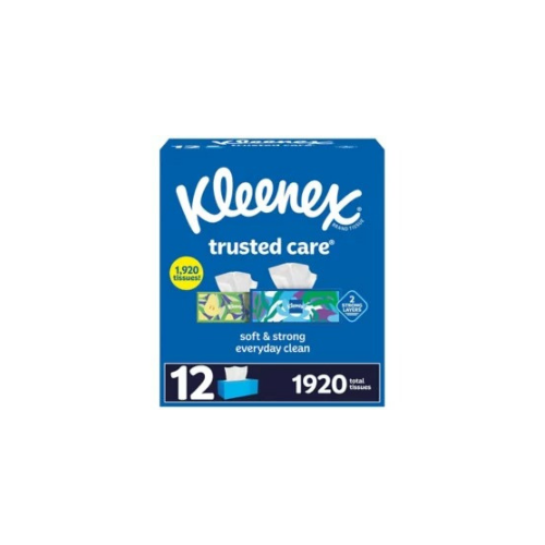 Kleenex Trusted Care 2-ply Facial Tissues, 12 Flat Boxes, 160 tissues/box - BUSINESS ONLY