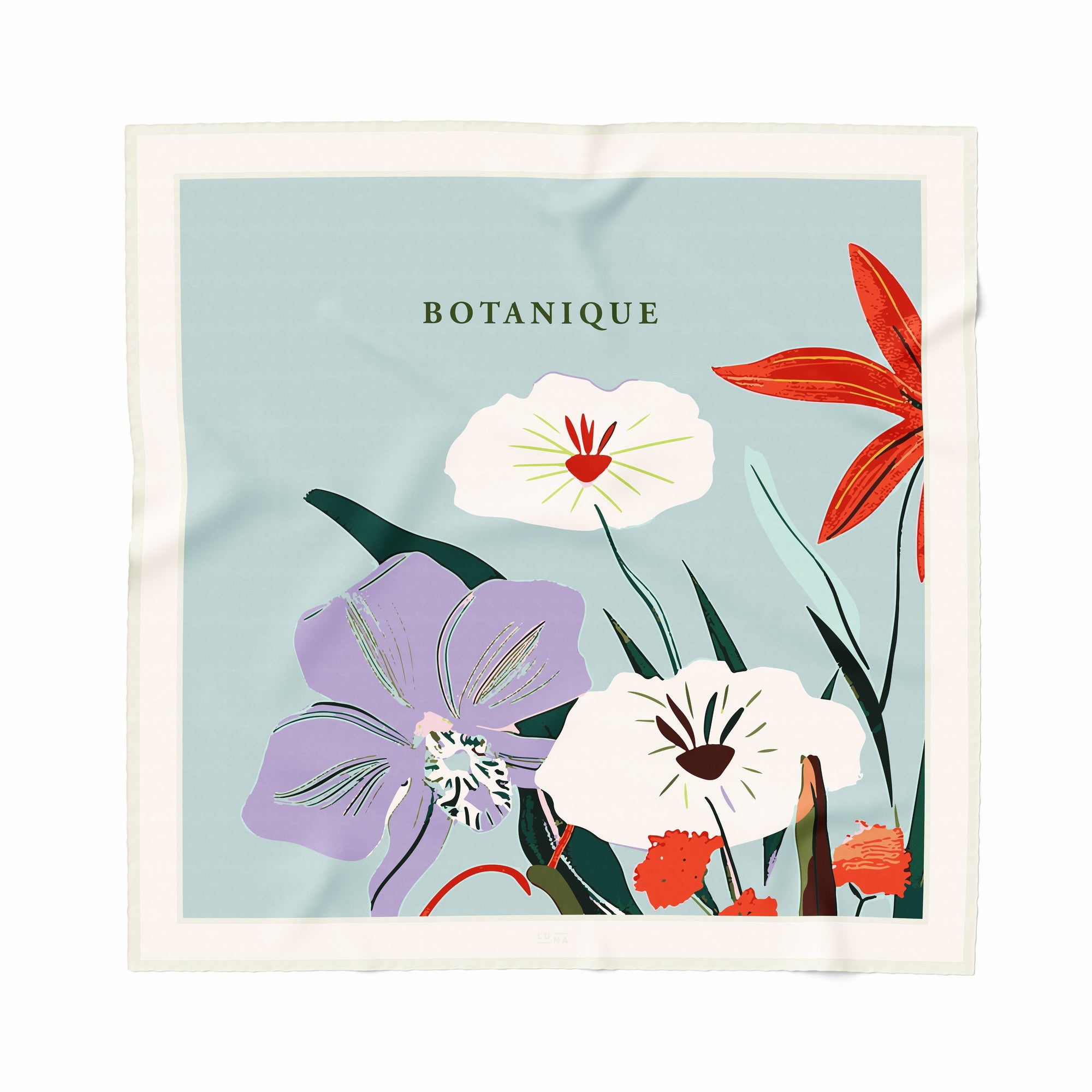 LUNA, 90cm Silk Scarf, Botanique