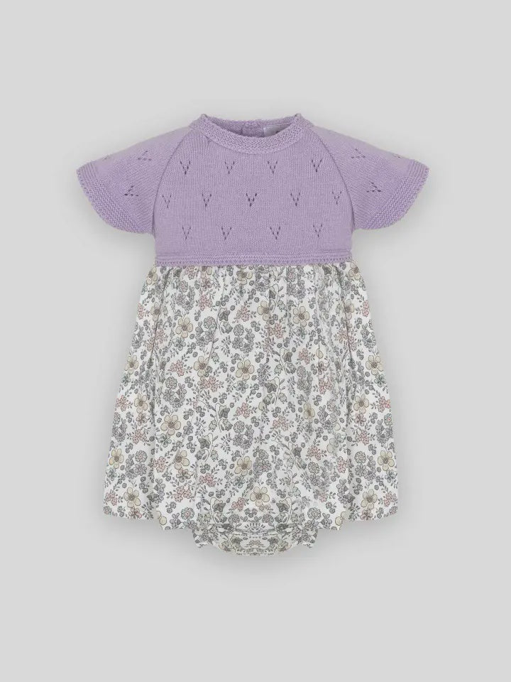 Set dress+diaper cover lavender flowers | LAVENDER / 24 M