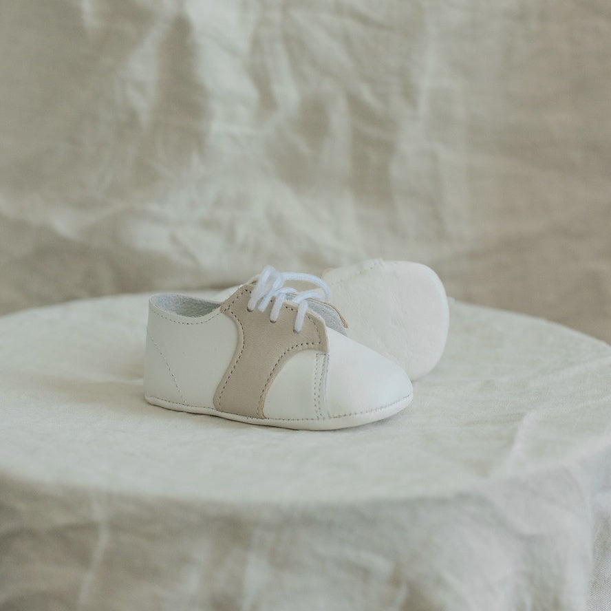 Soft Soled Saddle Shoe - White/Ecru | size 0