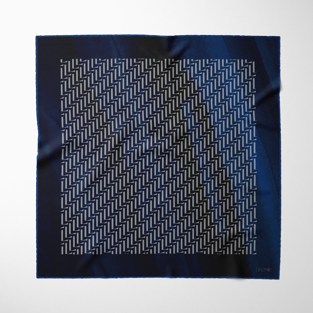 LEONIE, 90cm Silk Scarf, LL - Midnight