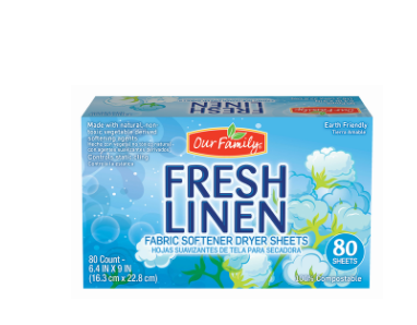Our Family Fresh Linen Dryer Sheets 80 ct.