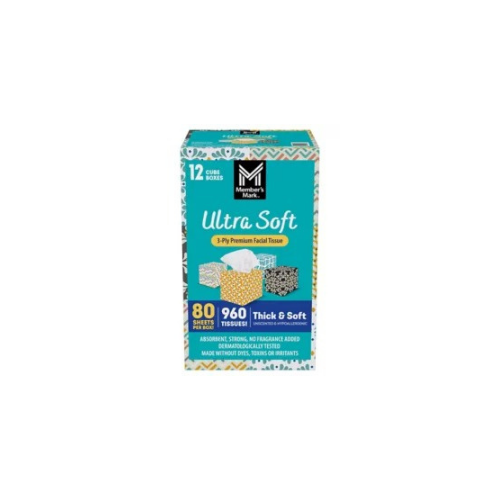 Member's Mark Ultra Soft Tissues, Cube Boxes, 80 tissues/box, 12 boxes - BUSINESS ONLY