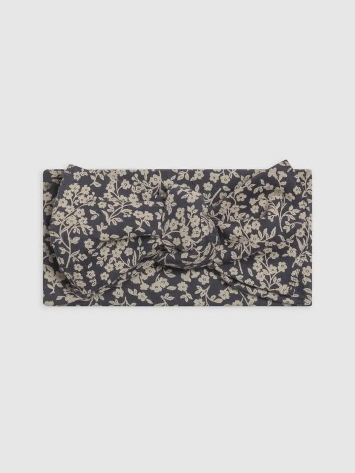 Organic Baby Hattie Knot Bow Wrap - Chicory Floral / Navy