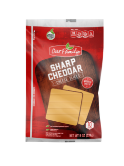 Our Family Cheese Slices Sharp Cheddar, 8oz