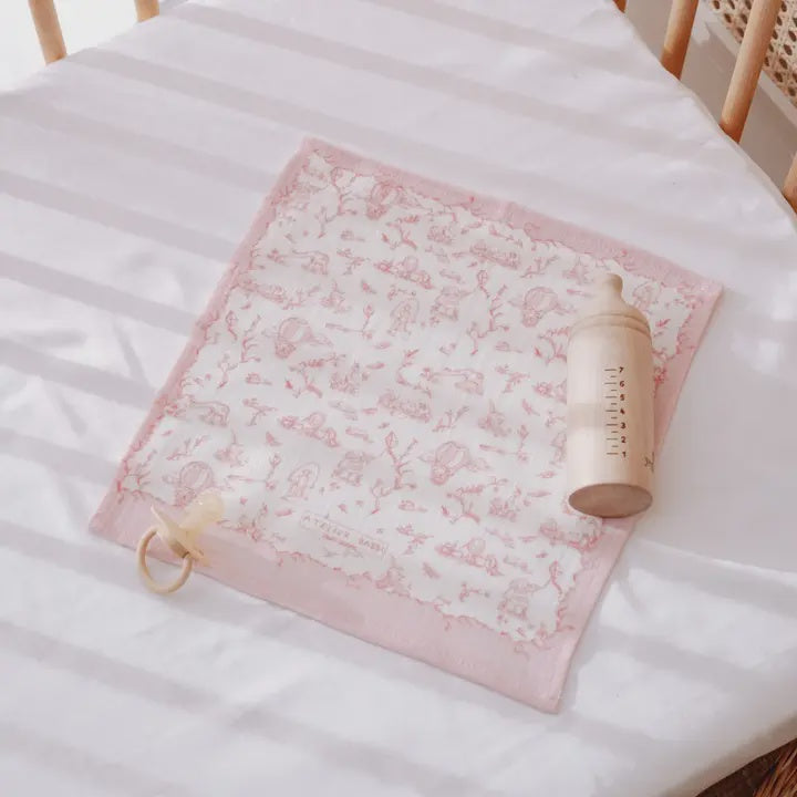 Burp Cloth - Toile De Jouy/Pink