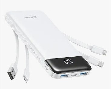 Portable Charger Power Bank w/Built In Cables