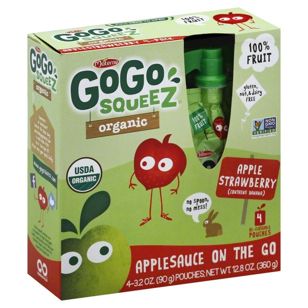 Gogo Squeez Organic Applesauce Strawberry Applesauce, 4pk