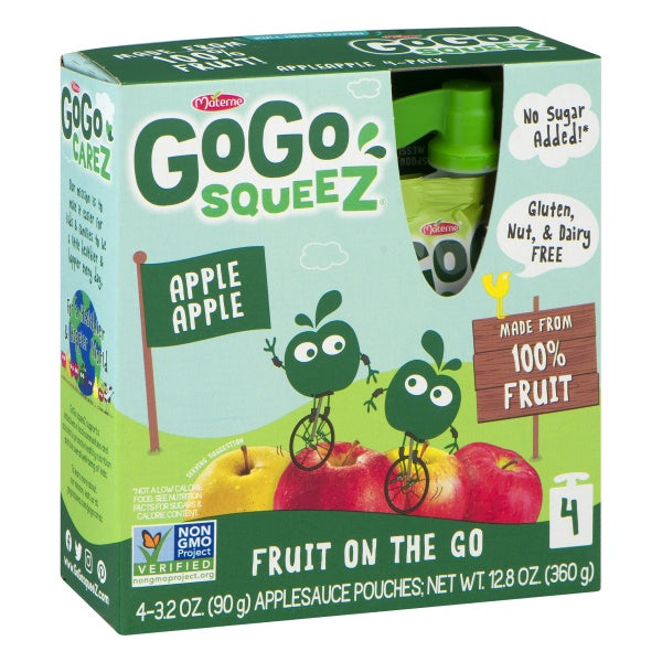 GoGo Squeez Apple Apple Applesauce, 4pk