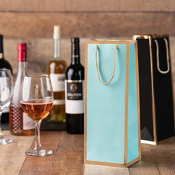 Wine Gift Bag - Multi Color with Gold Foil Edge