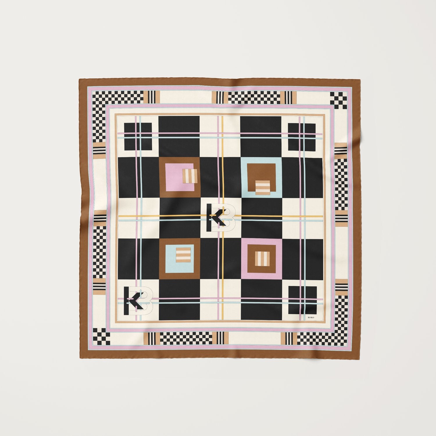 KOKO, 90cm Silk Scarf, Licorice Caramel