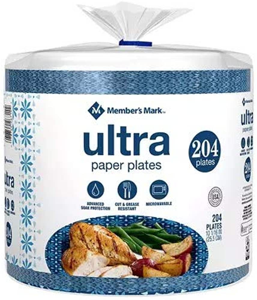 Member's Mark Ultra Dinner Paper Plates, 10", 204 ct.  - BUSINESS ONLY