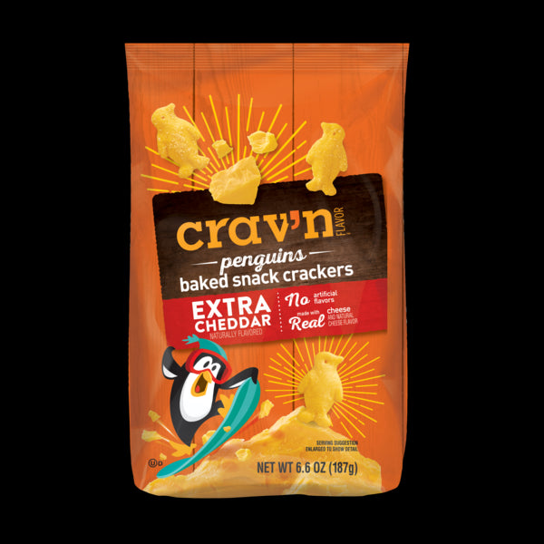 Crav'n Flavor Penguin Crackers Xtra Cheddar, 6.6 oz