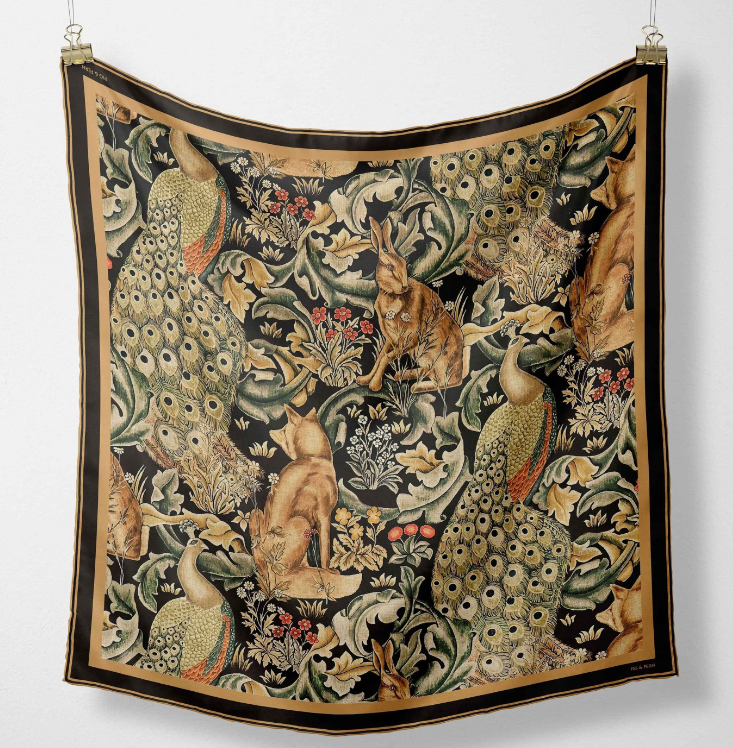 Fig & Fern, 90cm Silk Scarf, Gilda