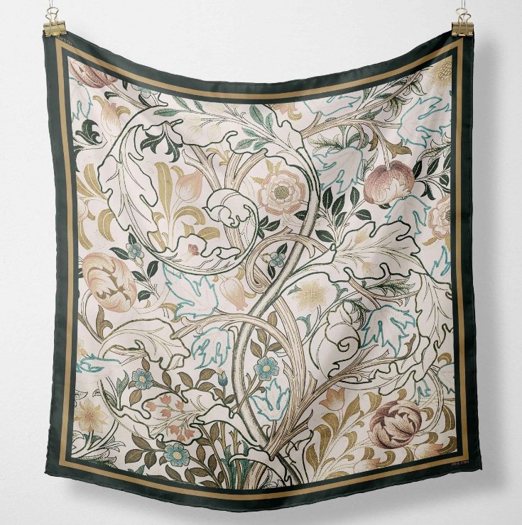 Fig & Fern, 90cm Silk Scarf, Harmony