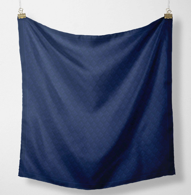 Fig & Fern, 90cm Silk Scarf, Midnight Navy