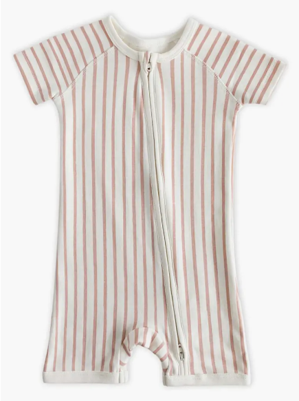 Pehr Stripes Away Peony Organic Cotton Romper (3-6m)