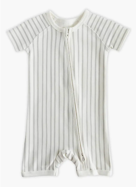 Pehr Stripes Away Pebble Grey Organic Cotton Romper (0-3m)