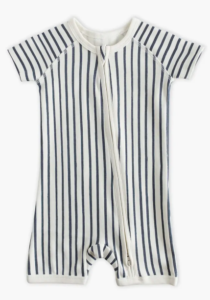 Pehr Stripes Away Ink Blue Organic Cotton Romper (3-6m)