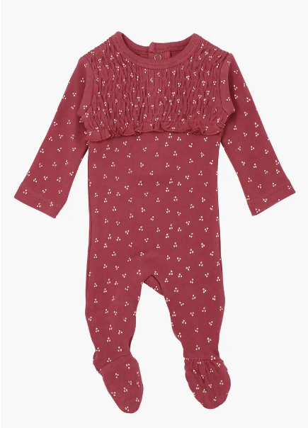 L'ovedbaby Organic Cotton Smocked Footie, Appleberry Dots (9-12m)