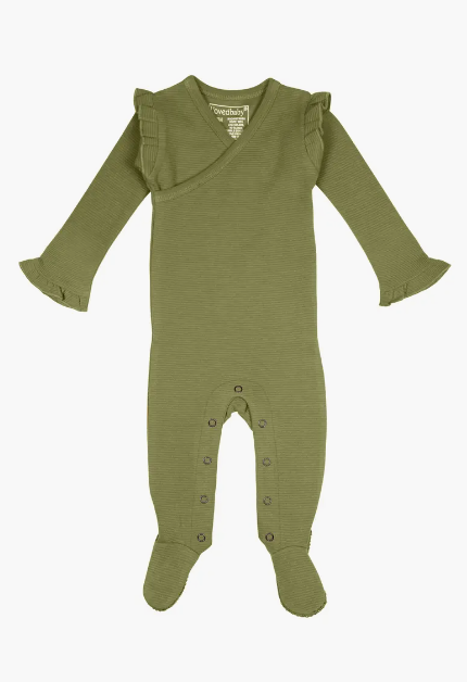 L'ovedbaby Ruffle Footie, Olive (9-12m)