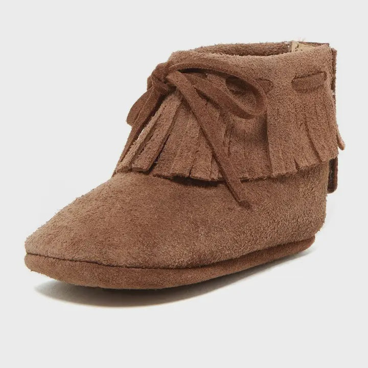 Taupe Suede Fringe Moccasins | 5 (12-18 months)