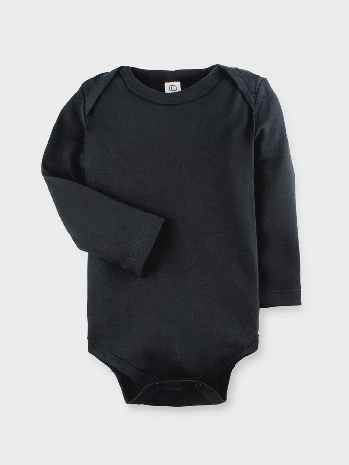 Organic Baby Long Sleeve Classic Bodysuit - Black | 0-3M