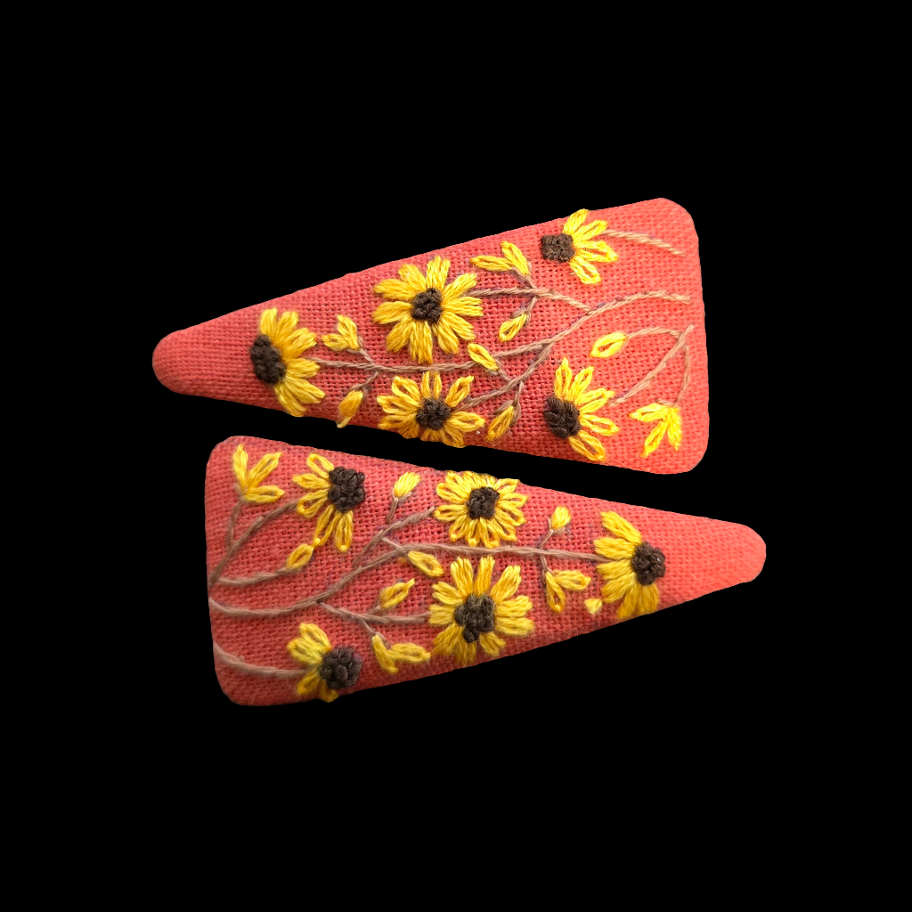 Quince Fables Snap clips, 2pk, burnt orange daisy garden