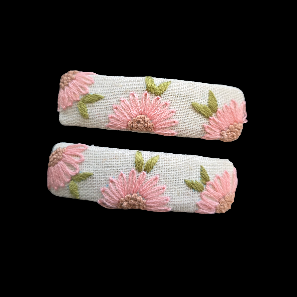 Quince Fables Snap clips, 2pk, pink sunflower