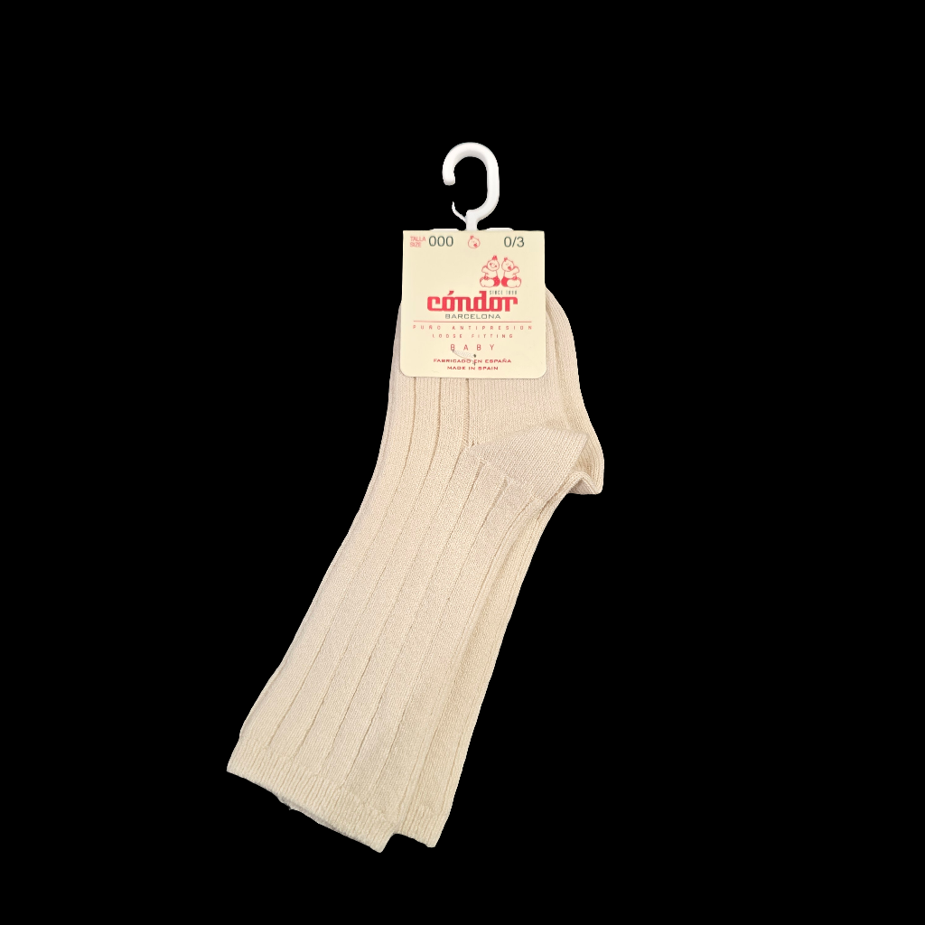 Ribbed Cotton Knee High Sock (Size: 000, Color: 304 (Linen))