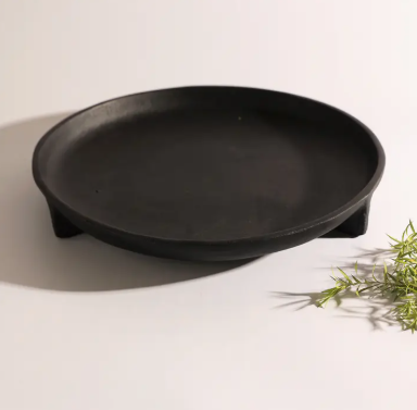 Black Aluminum Round Tray - Large