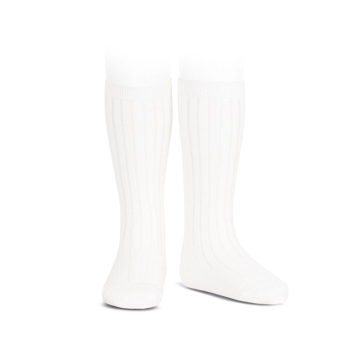 Ribbed Cotton Knee High Sock (Size: 0, Color: 200(White))