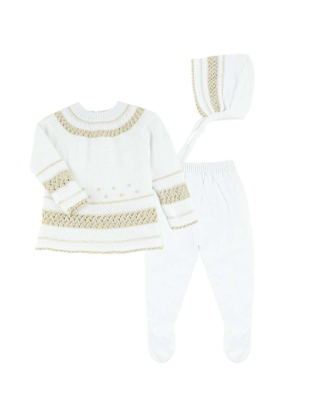 size 3m, 22030DF WHITE/LINO WOOL SET 100% COTTON BRAND DULCE DE FRESA