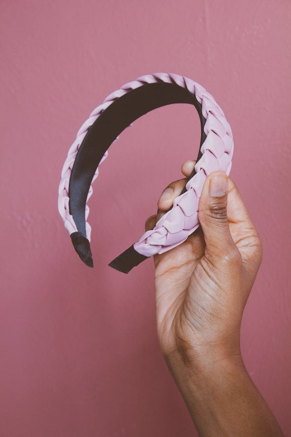 Whimsical Weaved Hard Headband - Rose