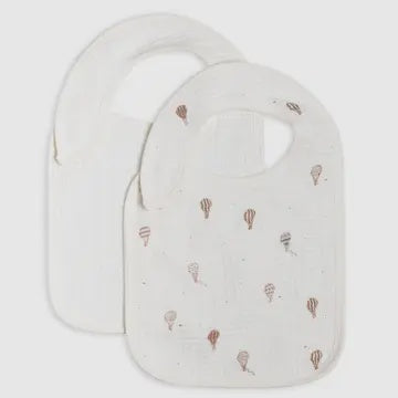 2-Pack Muslin Bibs - Hot Air Balloon / Truffle + Coconut