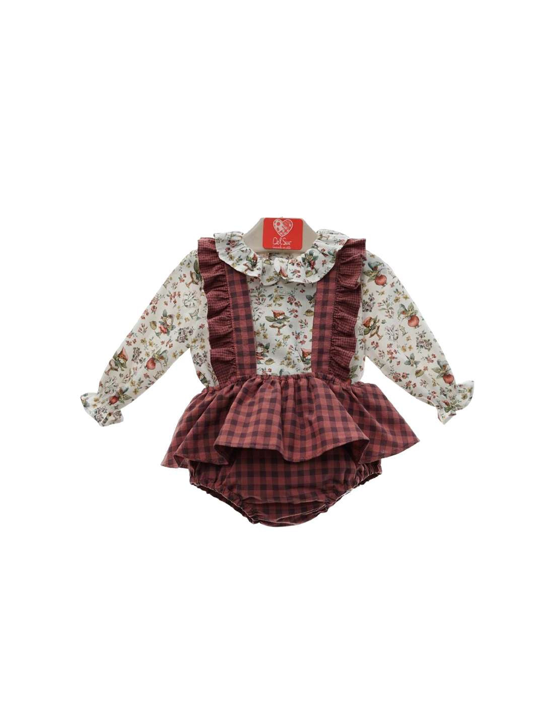 1831 TEJA ROMPER WITH BLOUSE SET BRAND DEL SUR (Sizes: 3 M)