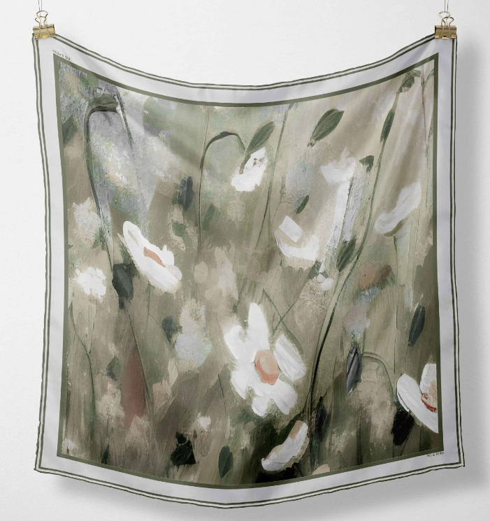 Fig & Fern, 90cm Silk Scarf, Daisy